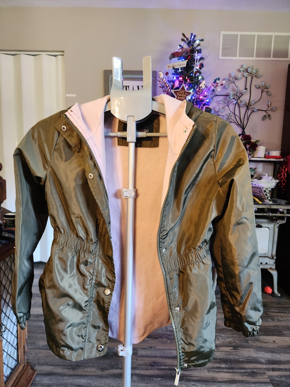 Limited Too Olive Green Puffer Jacket with Pink Lining